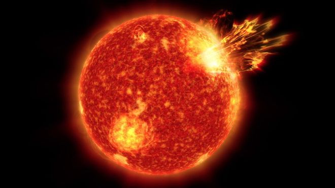 Ilustração de como o Sol seria há 4 bilhões de anos (Imagem: Reprodução/NASA's Goddard Space Flight Center/Conceptual Image Lab)