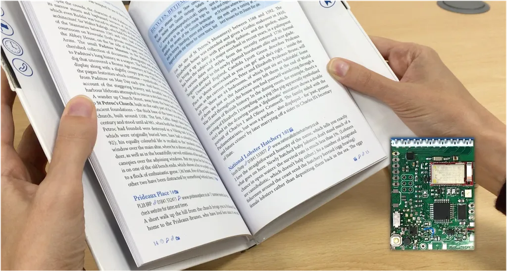 Sensores captam a ação do leitor e transmitem os dados para a tela do dispositivo móvel (Imagem: Reprodução/University of Surrey)