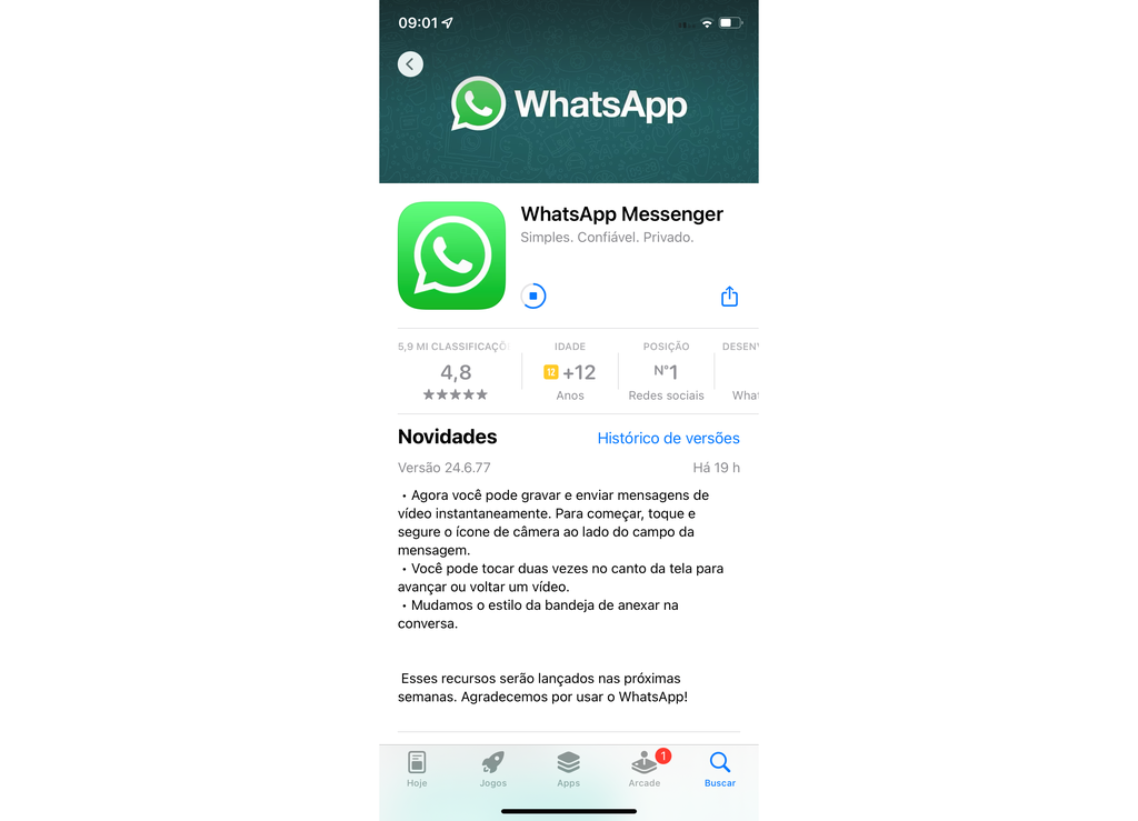Atualização do WhatsApp libera modo de avançar e retroceder vídeos com o toque duplo na tela (Imagem: Captura de tela/Guilherme Haas/Canaltech))