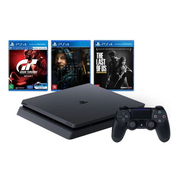 Console Playstation 4 Hits 1TB Bundle 10 - Gran Turismo + Death Stranding + The Last of Us - PS4 [CASHBACK]