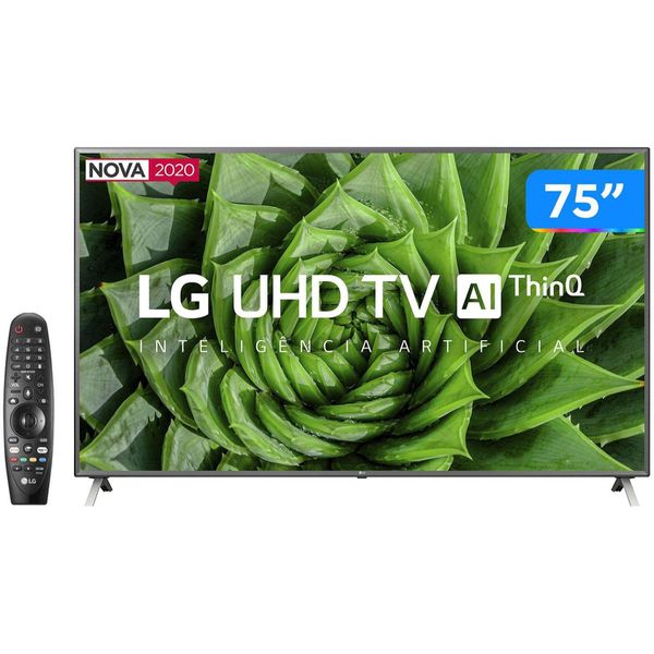 Smart TV 4K LED IPS 75” LG 75UN8000PSB Wi-Fi - Bluetooth HDR Inteligência Artificial 4 HDMI 2 USB [À VISTA]