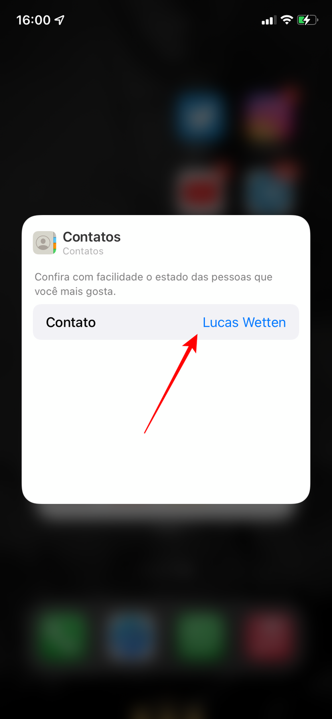 Escolha o contato que você quer adicionar ao widget - Captura de tela: Thiago Furquim (Canaltech)