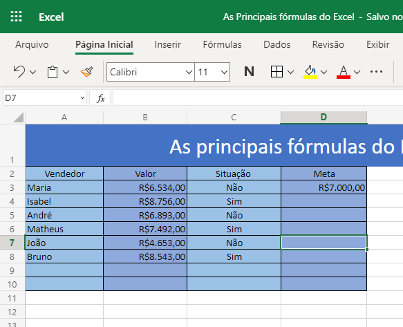 Utilize a fórmula SE para realizar uma leitura dos dados de sua planilha - (Captura: Canaltech/Felipe Freitas)