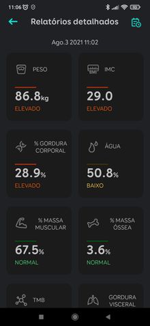 Relatório emitido pelo app Eufy Life