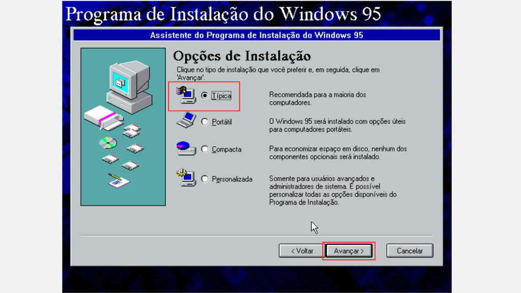 Como instalar o Windows 95 (Imagem: Captura de tela/Bruno De Blasi/Canaltech)
