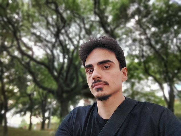 Selfie tirada no modo retrato com o Galaxy Tab S7 FE