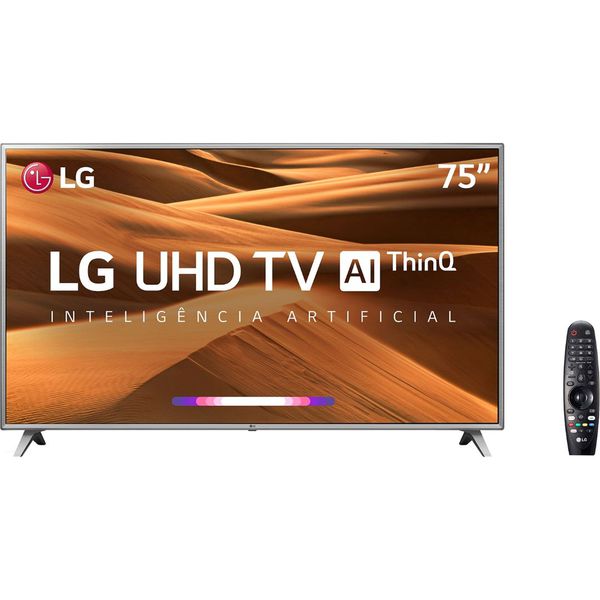 Smart TV LED 75" LG 75UM7510PSB Ultra HD 4K Thinq AI Conversor Digital 4 HDMI 2 USB Wi-Fi [CUPOM]