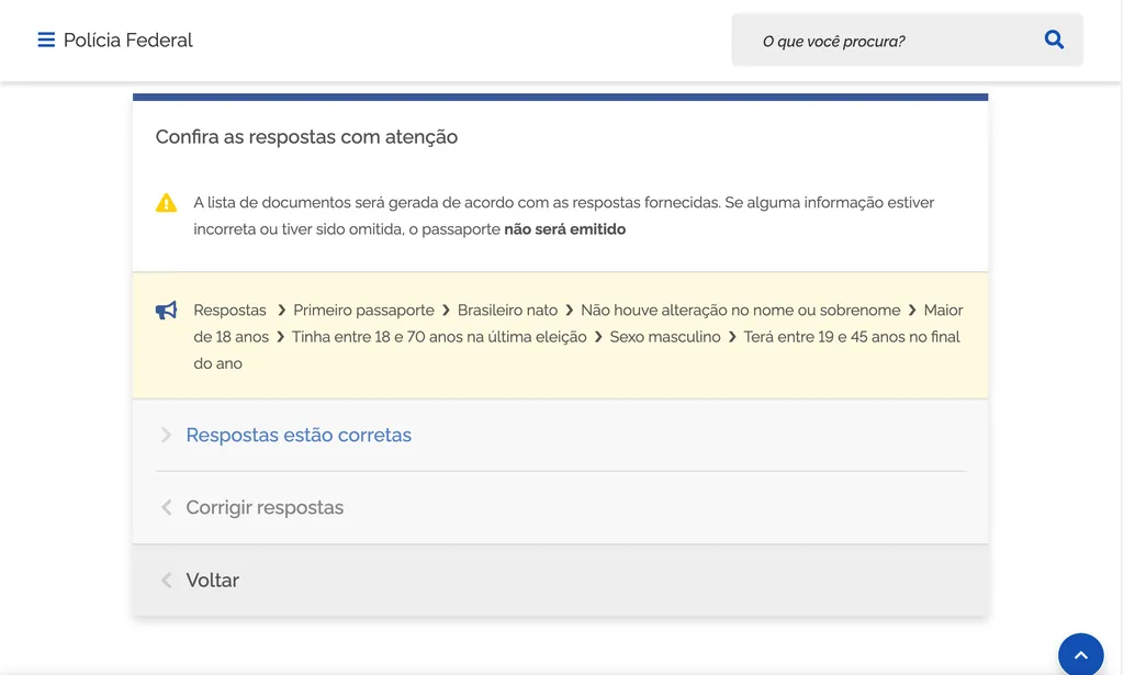 Confira as respostas para dar prosseguimento à solicitação do passaporte (Imagem: Captura de tela/Thiago Furquim/Canaltech)