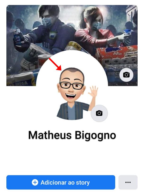 Vá até o seu perfil e clique na foto (Captura de tela: Matheus Bigogno)