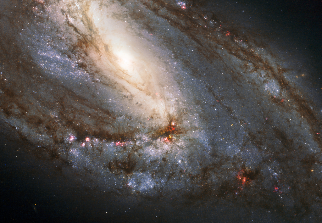 Galáxia Messier 66 observada pelo telescópio Hubble (Imagem: Reprodução/NASA, ESA, Hubble Heritage (STScI/AURA)-ESA/Hubble Collaboration.Davide De Martin and Robert Gendler)