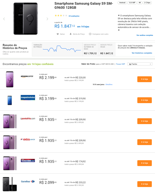 IMPERDÍVEL | Garanta o poderoso Galaxy S9 por apenas R$ 1.577 com cashback