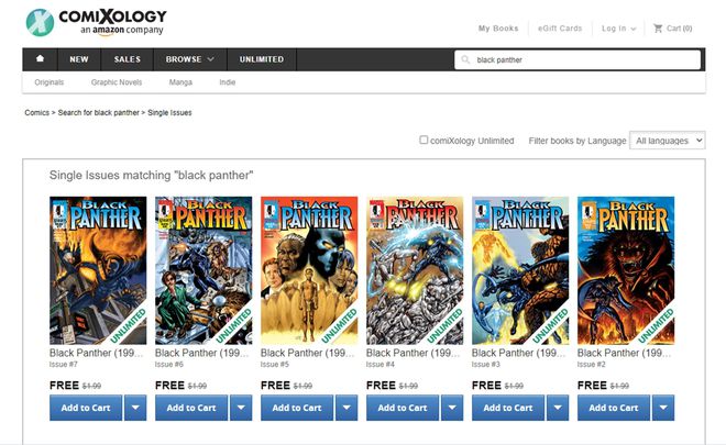 Página do ComiXology (Imagem: Captura de tela/Canaltech)