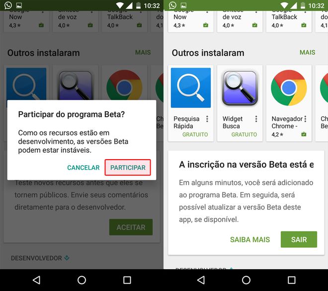 Como baixar a versão beta de um app no Android via Google Play