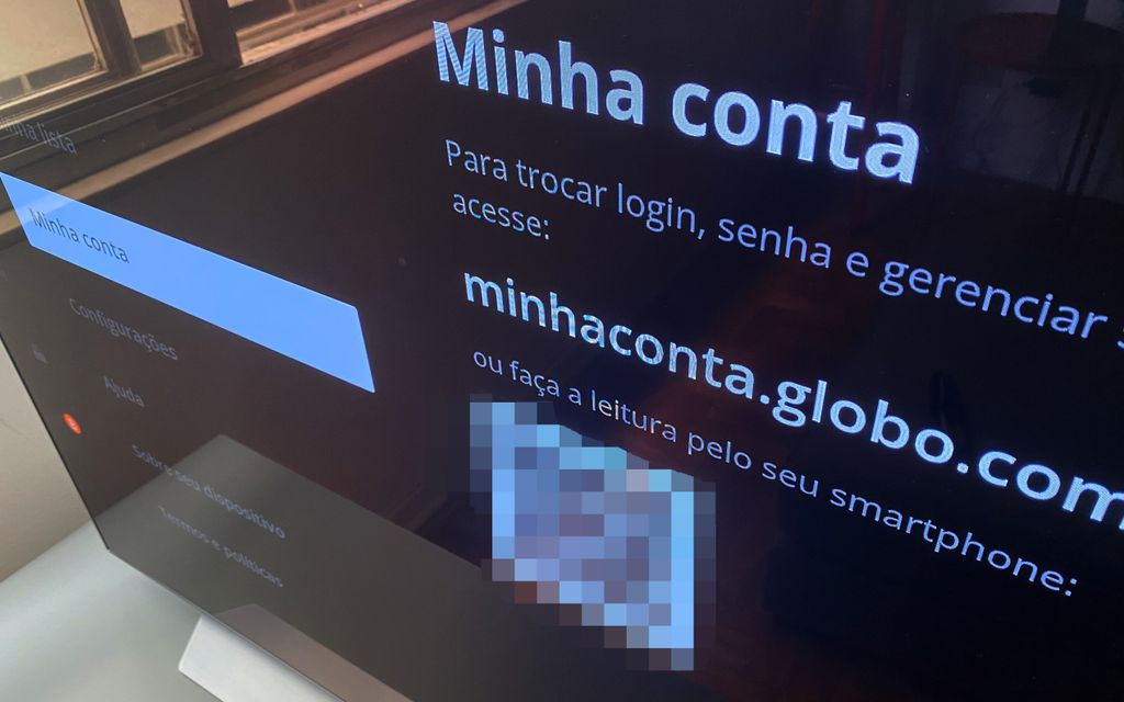 Cancelar o Globoplay na Smart TV: escaneie o QR Code para acessar sua conta Globo (Imagem: Caio Carvalho)