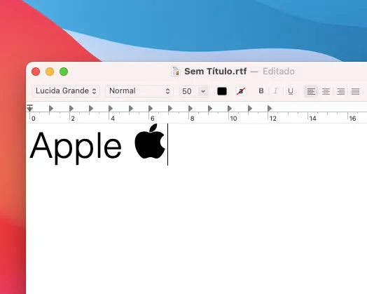 Aperte as teclas simultaneamente para inserir o logo da Apple em texto (Captura de tela: Lucas Wetten)