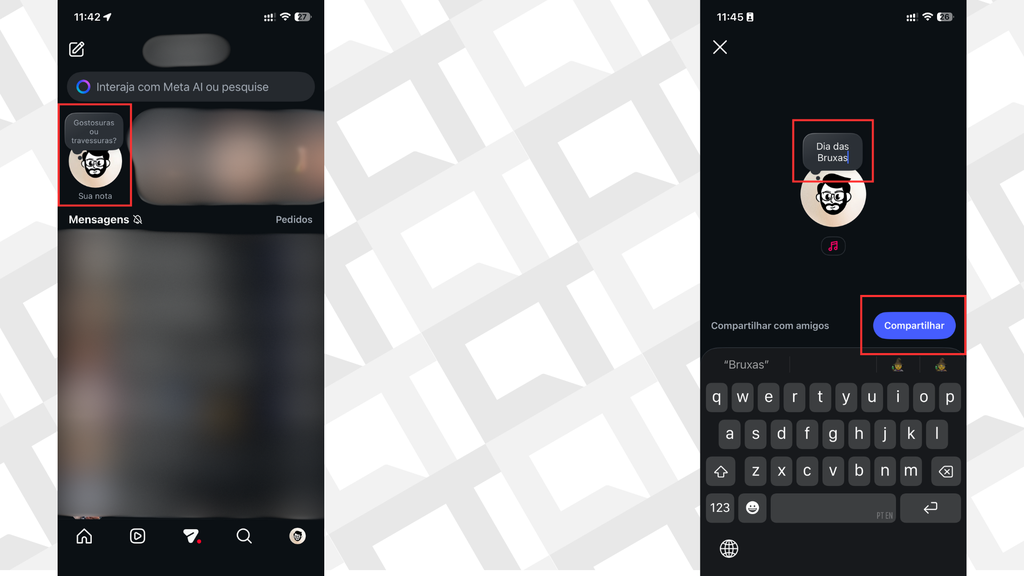 Como adicionar notas coloridas do Halloween no Direct do Instagram (Imagem: Captura de tela/Bruno De Blasi/Canaltech)