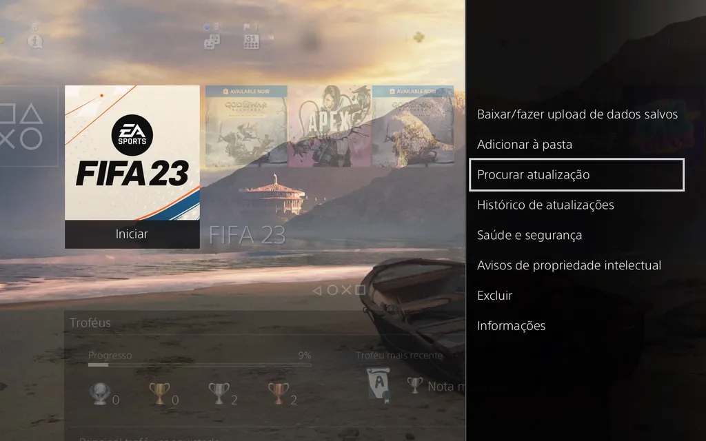 Saiba como atualizar o FIFA 23 no PlayStation 4 (Captura de tela: André Magalhães)