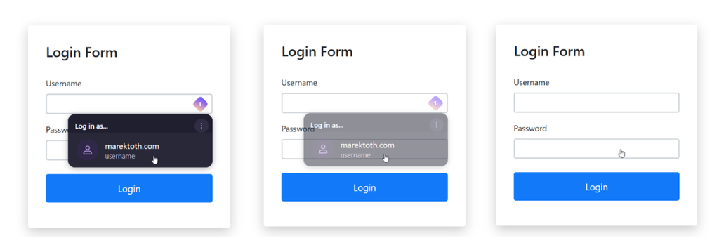 Como Tóth mostra em seu blog, os golpistas inserem elementos que roubam dados do usuário na página de login, mas sem você saber que está clicando neles (Imagem: Marek Tóth)