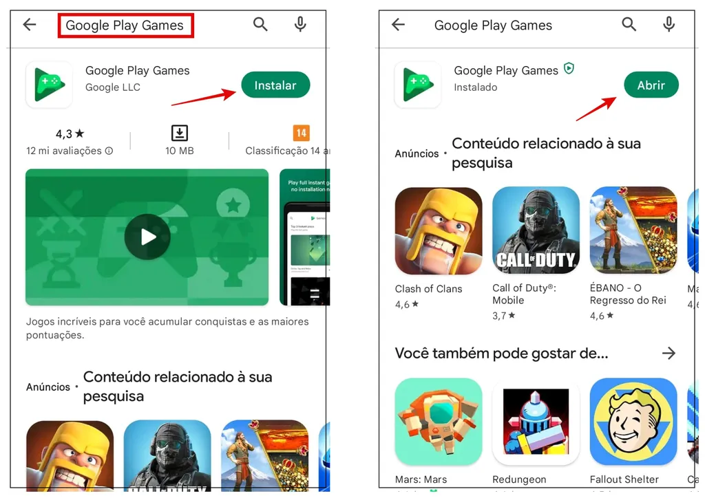 Como baixar o Google Play Games novamente