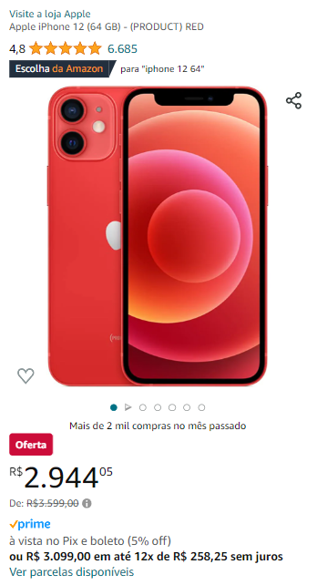 Apple Iphone 12 64 Gb Product Red Canaltech Ofertas 2849