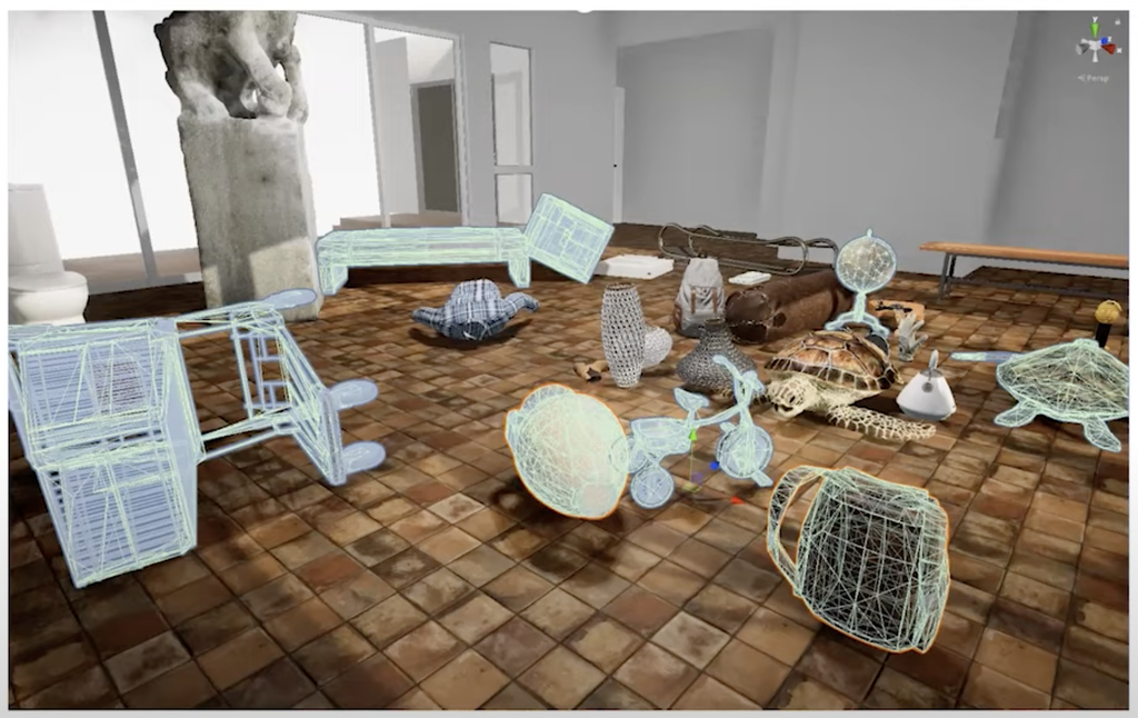 Renderização de objetos 3D na simulação (Imagem: Reprodução/MIT)