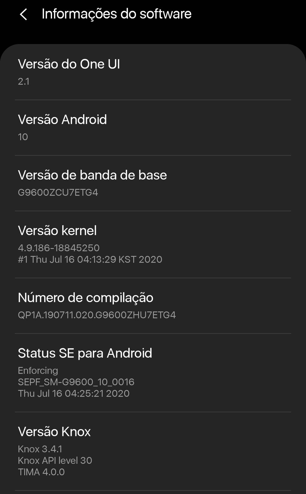 Galaxy S9 recebe One UI 2.1 no Brasil (Imagem: Renato Ribeiro/Captura de tela)