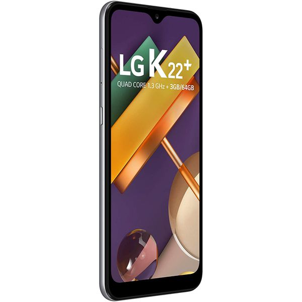 Smartphone LG K22+ , 3GB Memória, 64GB armazenamento, Dual Chip Android 10 Tela 6.2" Quad Core 4G Câmera 13MP+2MP - Titan