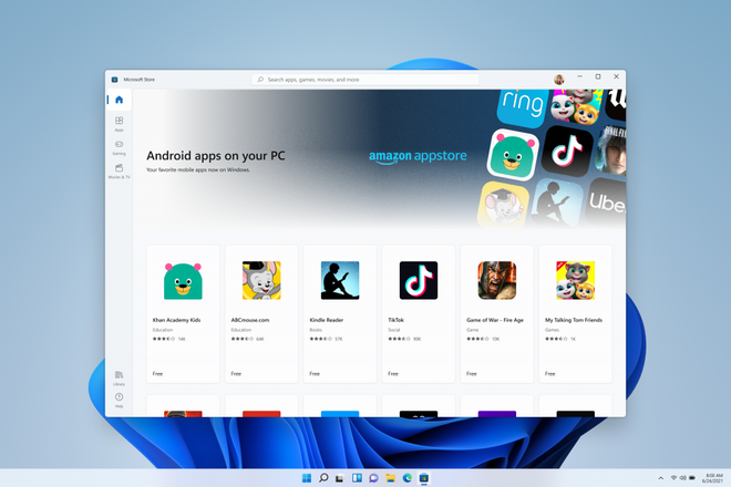 Amazon Appstore será um dos caminhos para baixar apps Android no W11 (Imagem: Reprodução/Microsoft)