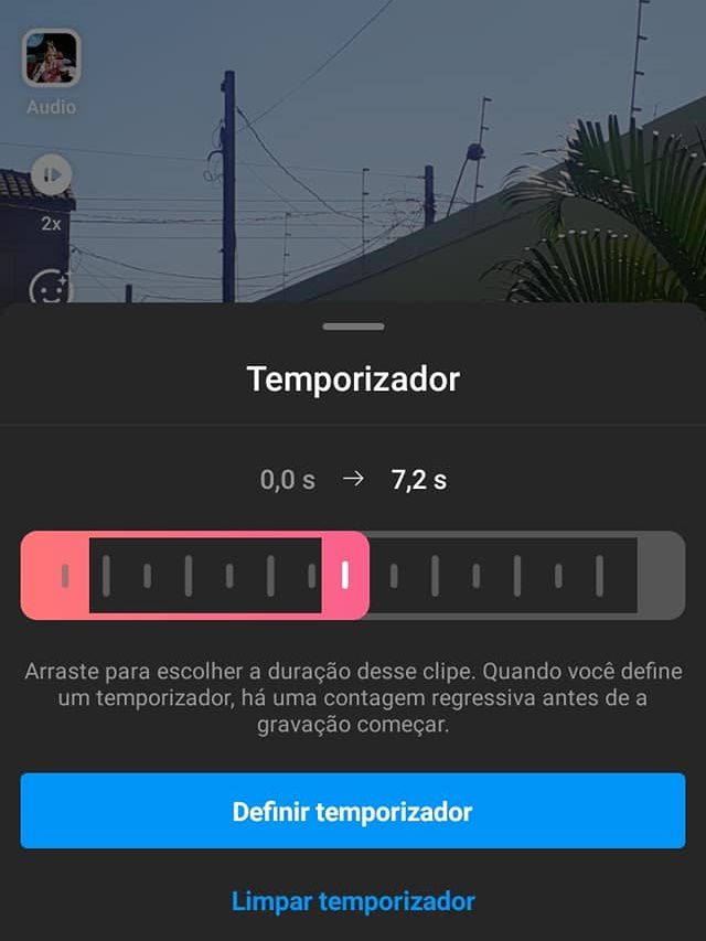 Instagram: o temporizador permite deixar as mãos livres na gravação (Captura de tela: Ariane Velasco)
