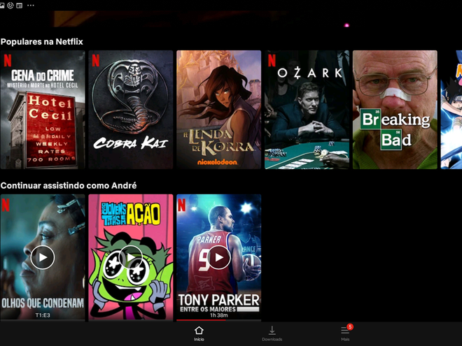 Utilize a Netflix em seu tablet (Imagem: André Magalhães/Captura de tela)
