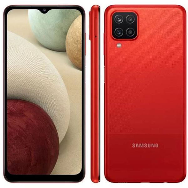 Smartphone Samsung Galaxy A12 Vermelho 64GB, Tela Infinita de 6.5", Câmera Quádrupla, Bateria 5000mAh, 4GB RAM e Processador Octa-Core