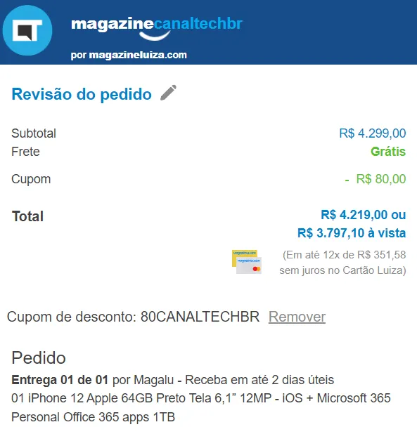 iPhone 12 Apple 64GB Preto Tela 6,1” 12MP - iOS + Microsoft 365 ...