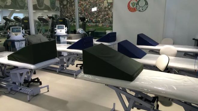 Fisioterapia do Centro de Excelência da Academia de Futebol do Palmeiras (Imagem: Rede Globo)