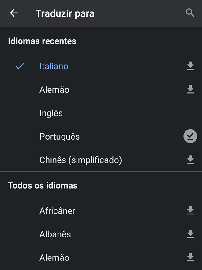 Selecione outras opções na lista de idiomas (Imagem: André Magalhães/Captura de tela)