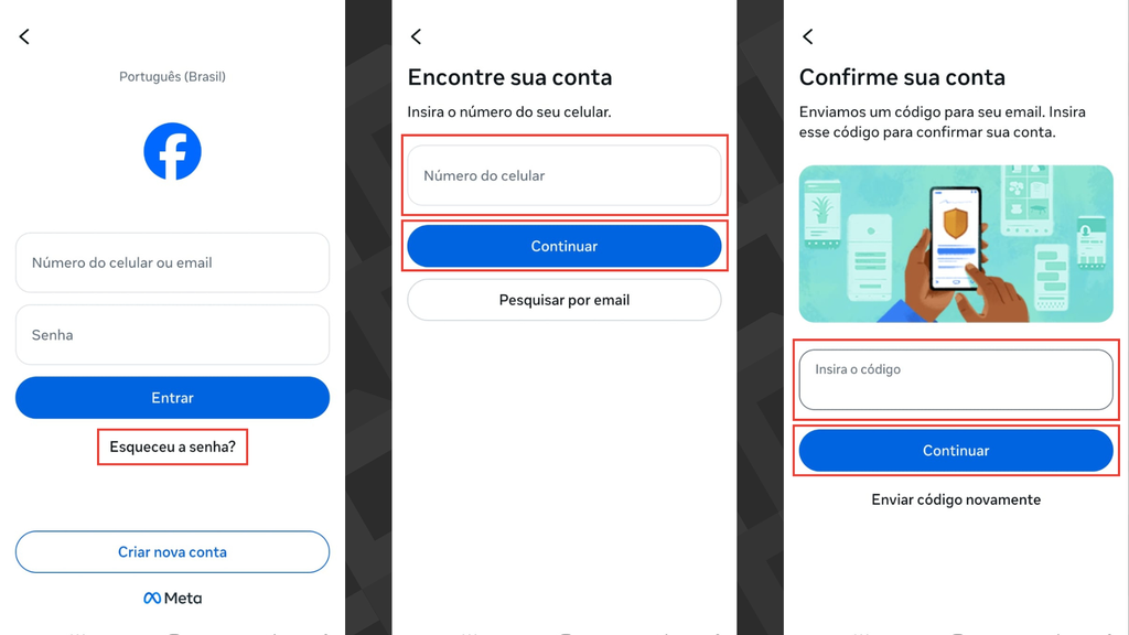Passos para recuperar a conta do Facebook caso tenha esquecido a senha