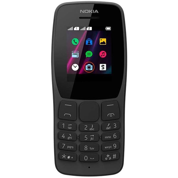 Celular Nokia 110 Preto com Rádio FM e Leitor Integrado, Câmera VGA e 4 Jogos - NK006