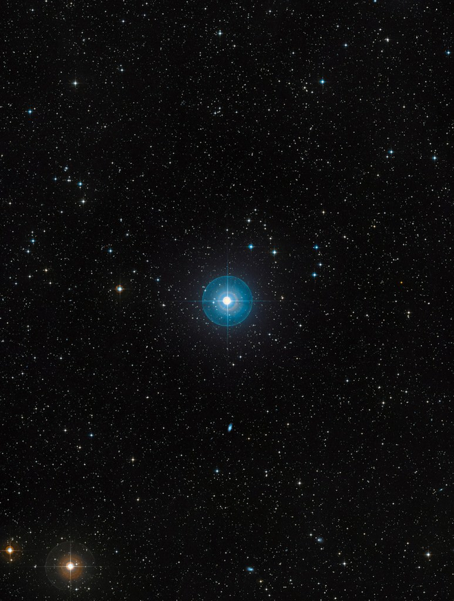 A estrela Beta Pictoris fica a cerca dee 60 anos-luz da Terra (Imagem: Reprodução/ESO/Sky Survey II)