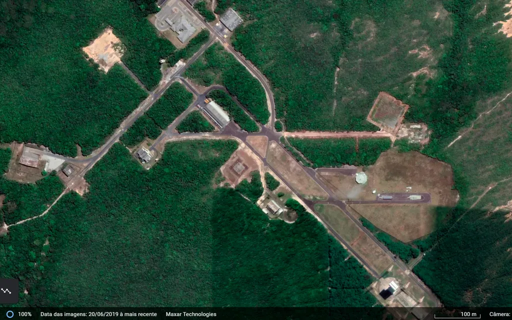 Base de lançamento de foguetes no Brasil pode ser vista pela ferramenta (Captura de tela: André Magalhães)