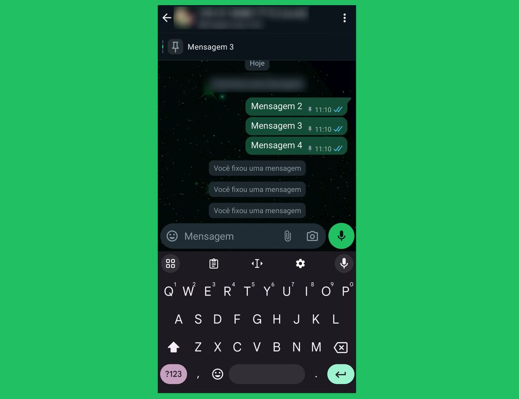 WhatsApp Beta no Android já permite fixar mais de uma mensagem por chat (Imagem: Captura de tela/Douglas Ciriaco/Canaltech)