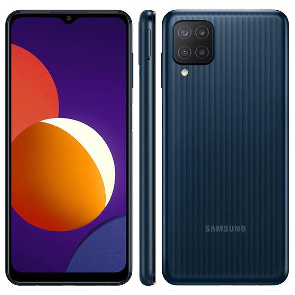 Smartphone Samsung Galaxy M12, 64GB, 4GB de RAM, Tela Infinita de 6.5", Câmera Traseira Quádrupla, Selfie de 8MP, Octa Core, Bateria de 5000mAh