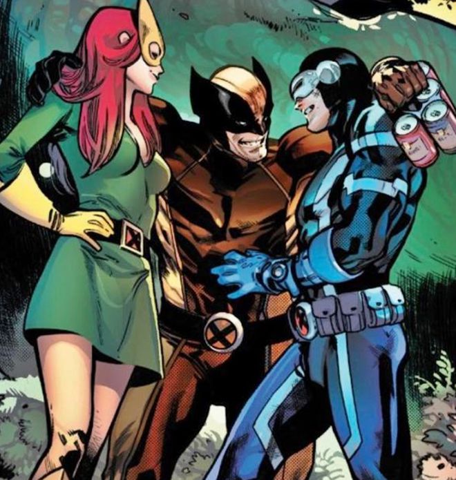 Na Era Krakoana, Wolverine, Ciclope e Jean Grey assumiram o "trisal" (Imagem: Reprodução/Marvel Comics)