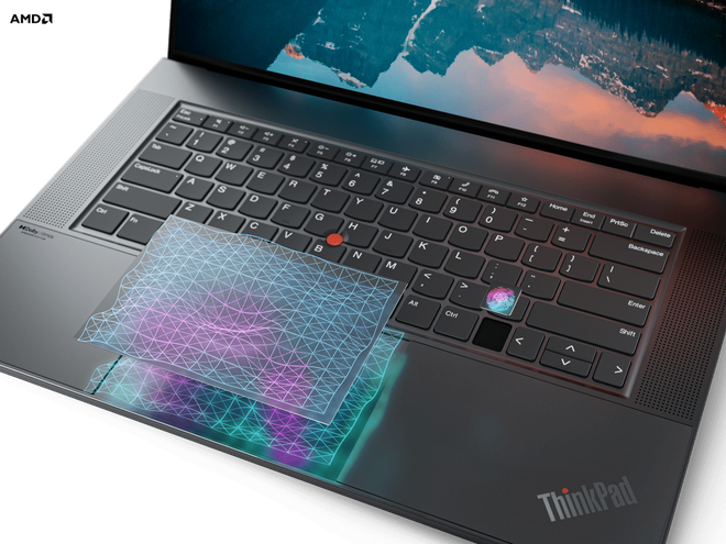 Além do novo visual, a série ThinkPad Z emprega leitor de digitais Match-On-Chip e trackpad háptico (Imagem: Lenovo)