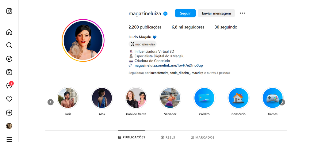 Criar capas personalizadas para os destaques do seu Instagram ajuda a deixar o perfil mais organizado e atrativo (Imagem: Reprodução/Magazine Luiza/Instagram)
