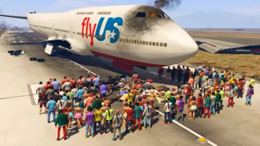 Modder de GTA V explode avião jumbo com 100 personagens