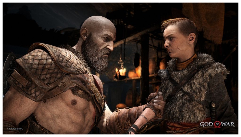 Protagonista Kratos e seu filho Arteus em God of War 2018 (Imagem: Divulgação/Santa Monica Studio)
