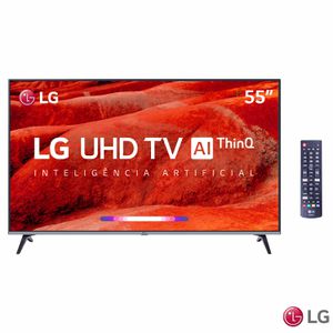 Smart TV LED 55" UHD 4K LG 55UM7520PSB com ThinQ AI Inteligência Artificial, IPS, Quad Core, HDR Ativo, DTS Virtual X, WebOS 4.5, Bluetooth e HDMI [CUPOM]