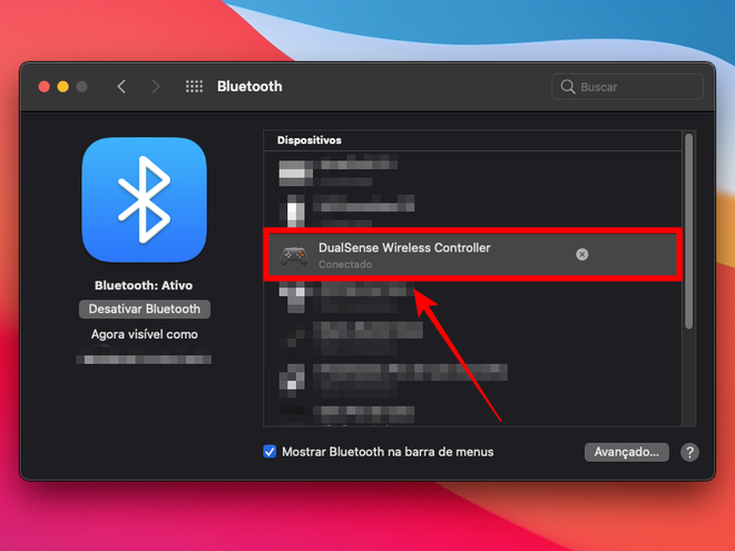 Ao ser adicionado no Mac, ele aparecerá na lista de dispositivos Bluetooth reconhecidos pelo dispositivo (Captura de tela: Caio Carvalho/Canaltech)