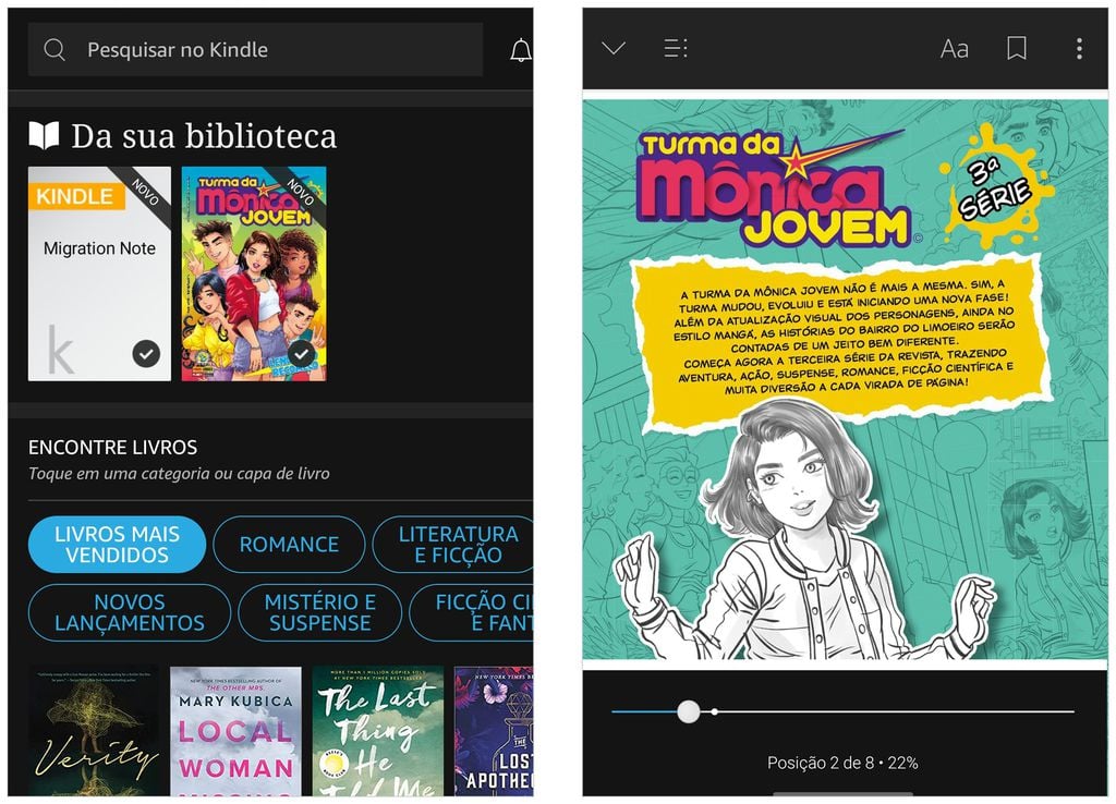 Kindle também possui histórias em quadrinho (Capturas de tela: André Magalhães)