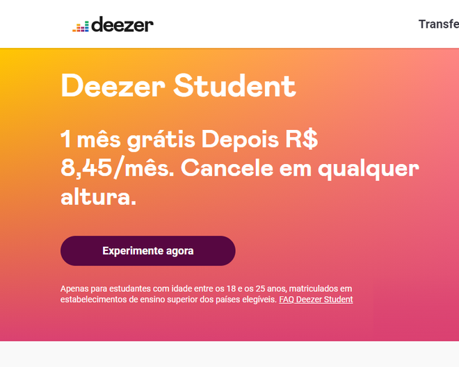 Faça a assinatura do Deezer Student e saia na vantagem - (Captura: Canaltech/Felipe Freitas)