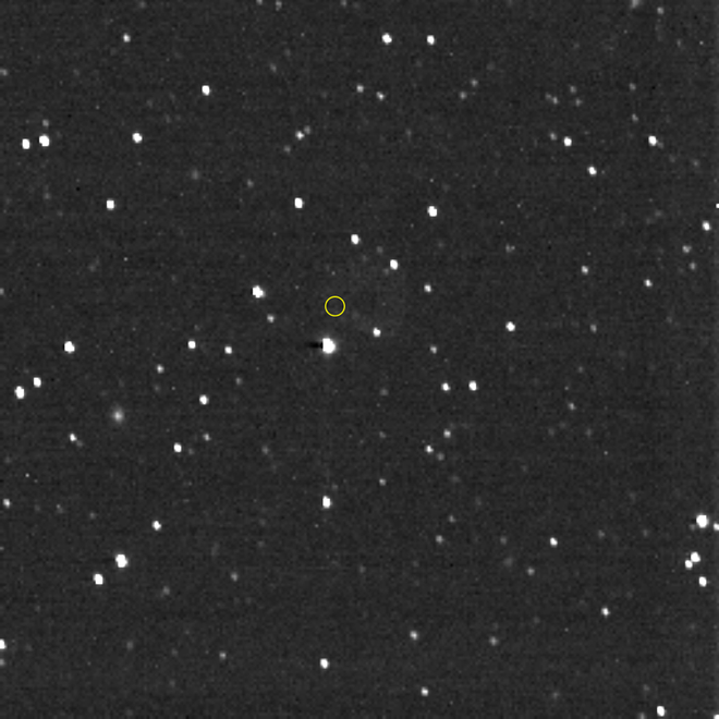 A Voyager 1 registrada pela New Horizons a cerca de 18 bilhões de km de distância (Imagem: Reprodução/NASA/Johns Hopkins APL/Southwest Research Institute)